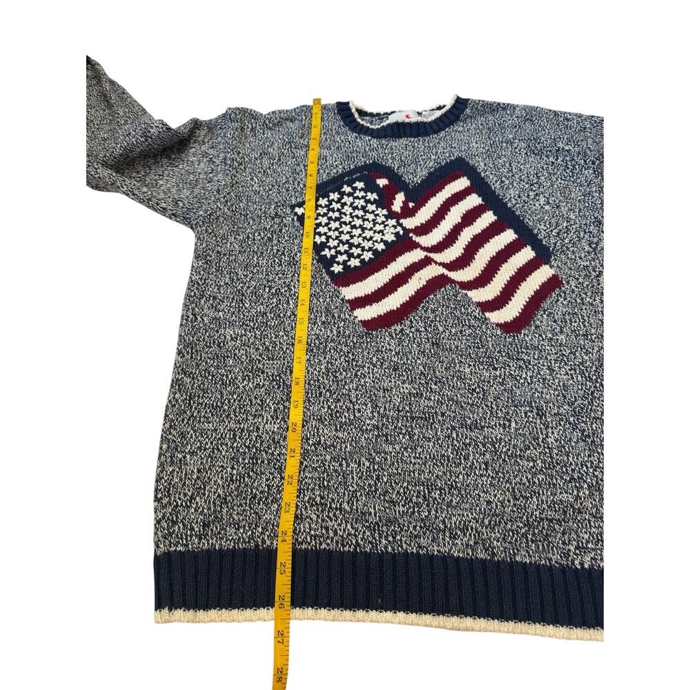 Vintage 90s American Flag Heathered Knit Sweater Size Medium Womens CRAZY HORSE - Picture 8 of 9